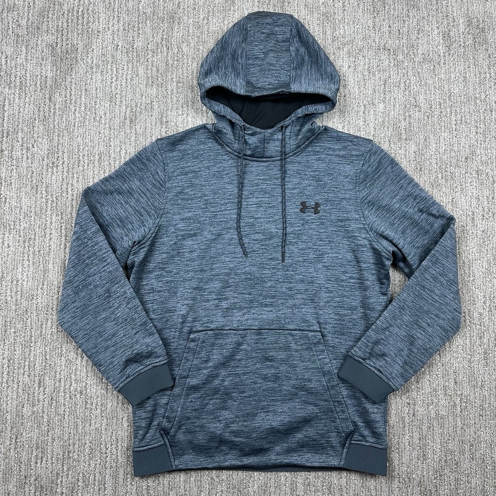 Under Armour ColdGear Mens Hoodie Charcoal Blue Heather Medium Sweatshirt